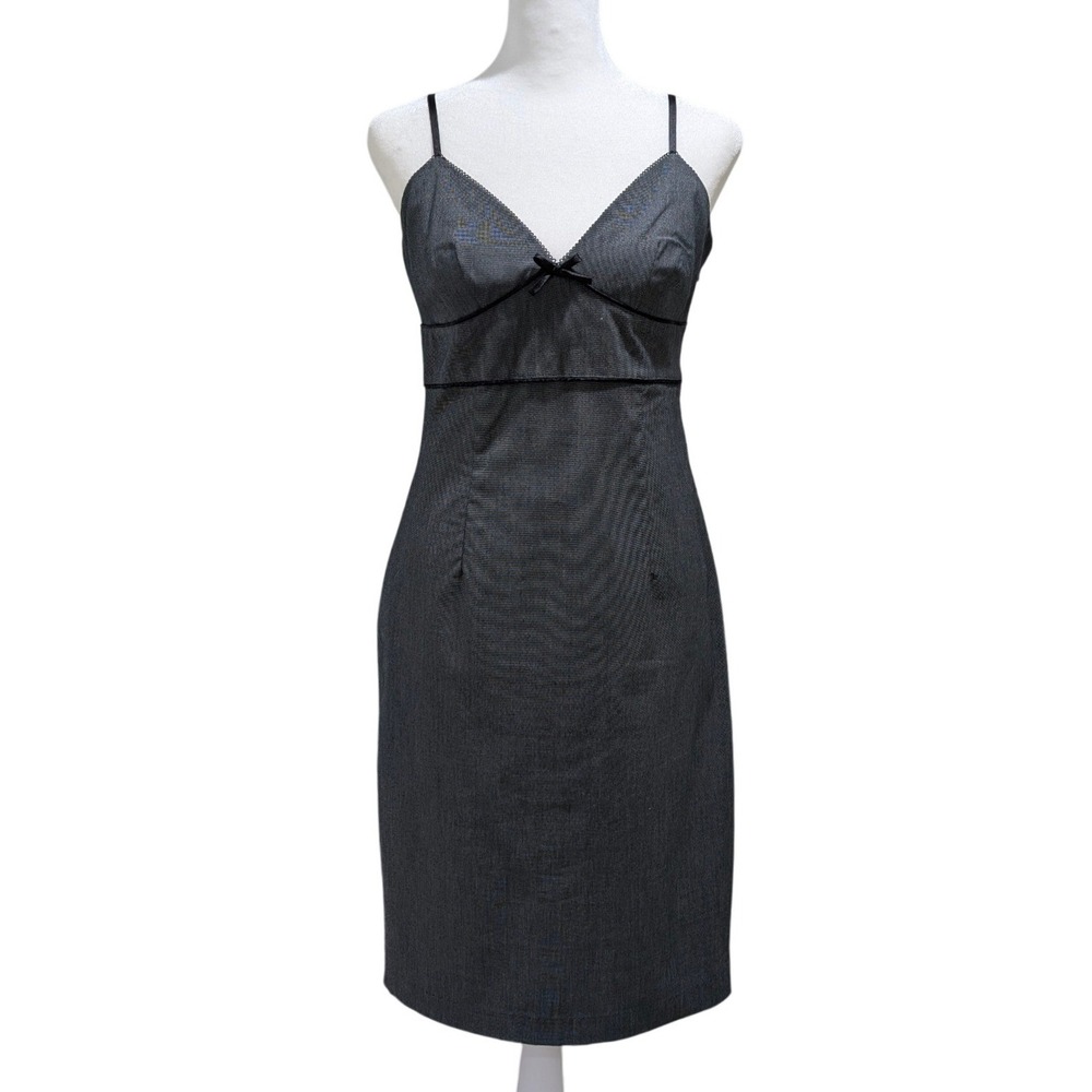 EXPRESS NWT Stretch Sheath Dress Dark Gray Spaghetti Strap‎ Bow Detail Size 6